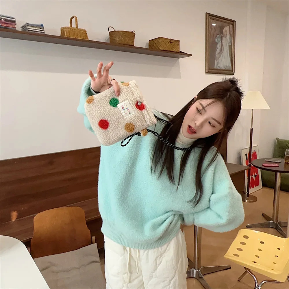 Cute Plush Dot Crossbody Bags for Women | Portable Shoulder Bag