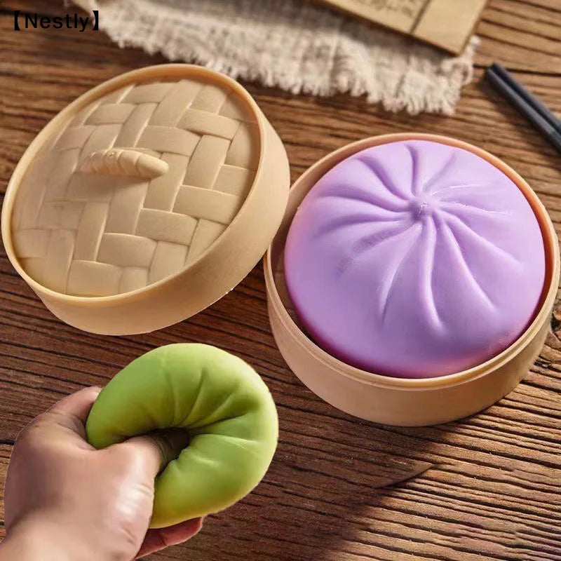 Giant Dumpling Squeeze Toys Anxiety Relief Fidget Toy Simulation Food Steamed Stuffed Bun Squeeze Decompression Dough Toy〔Nest〕