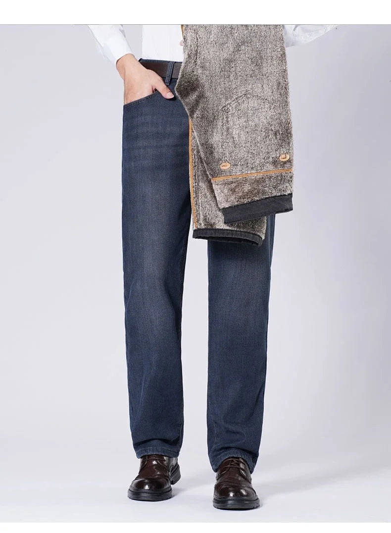 Men's Winter Jeans | Thick Plush Velvet Denim Pants for Comfort
