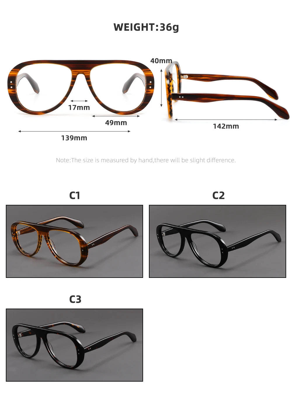 Trendy Acetate Pilot Optical Frames for Stylish Vision