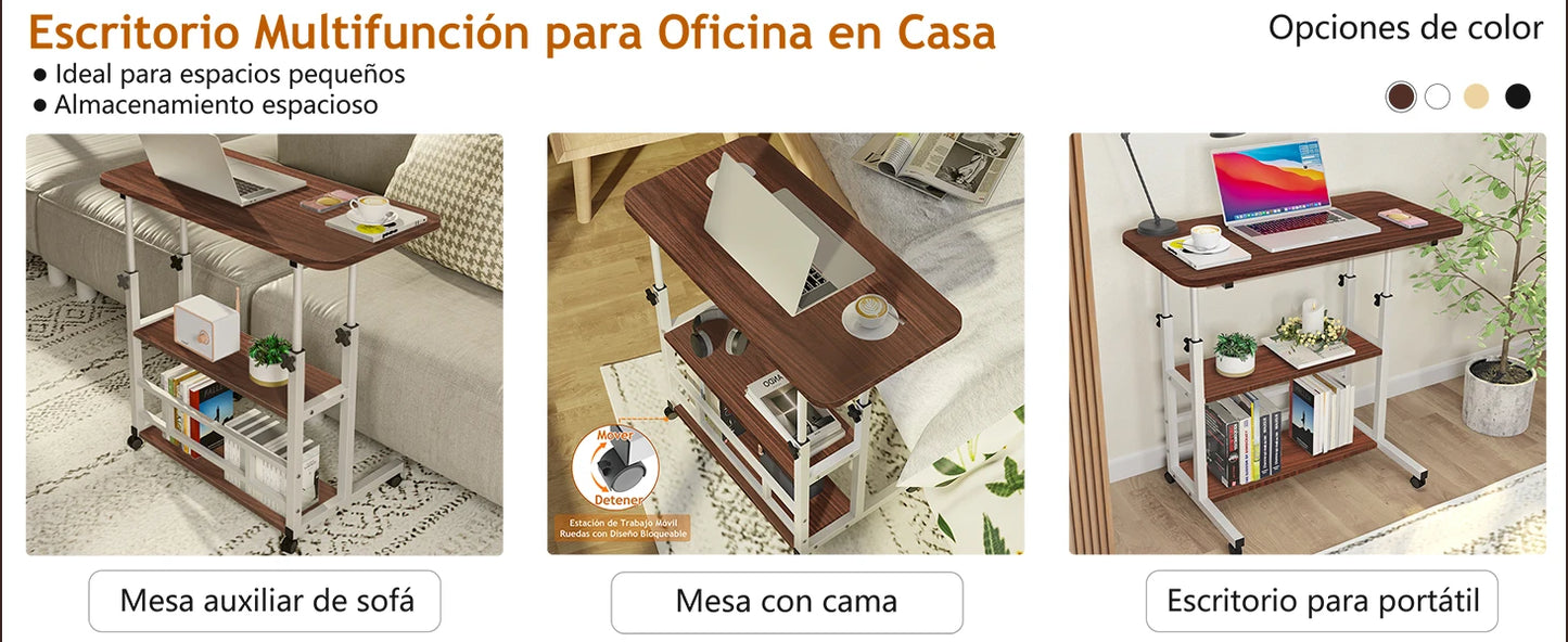 Portable Adjustable Laptop Desk with Wheels for Home Office Use