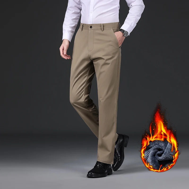 Men's Straight Velvet Casual Pants | Stylish Winter Trousers