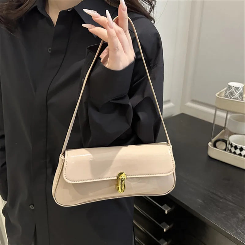 Stylish Shiny PU Leather Handbag | Versatile Women's Tote Bag