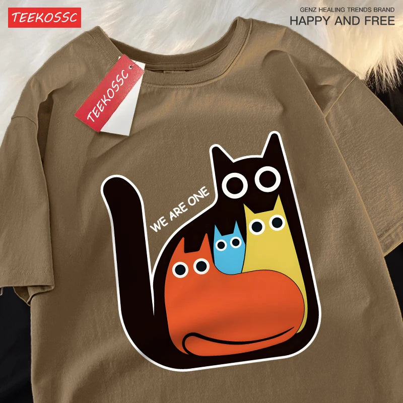 Casual Cartoon Cats Men's Retro T-Shirt | Trendy Summer Style