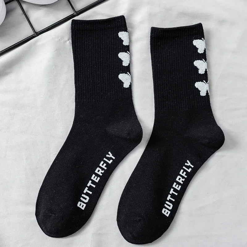 Stylish Butterfly Crew Socks for Women | Kawaii Streetwear Fashion