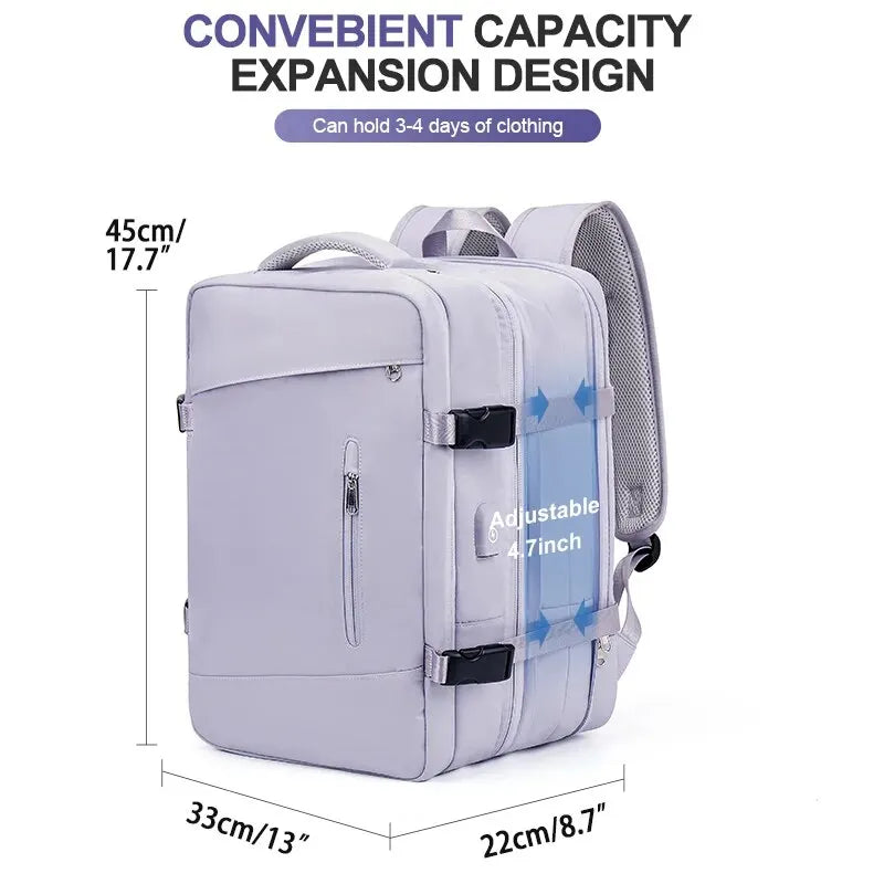 Expandable Women's Travel Backpack | Waterproof Hiking Laptop Bag