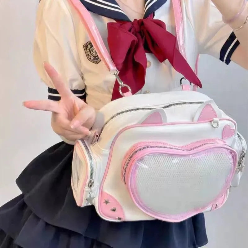 Cute Cat Rivet Backpack for Women | Chic Y2K Aesthetic Style
