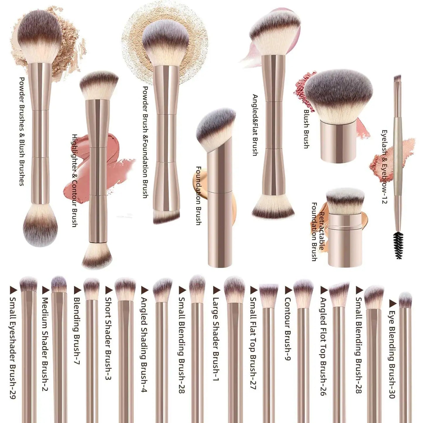 20-Piece Double Ended Makeup Brush Set for Flawless Application