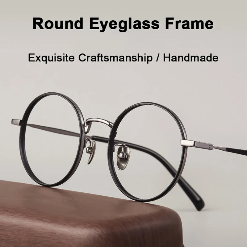 Ultra-Light Retro Round Eyeglasses | Stylish Titanium Frames