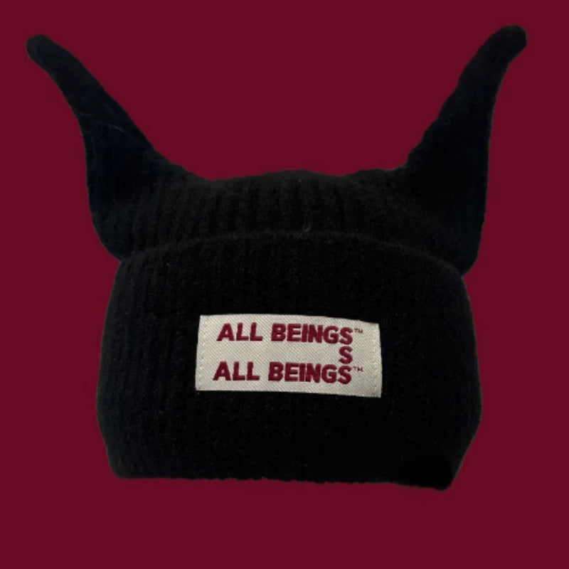 Unisex Funny Little Devil Horn Knitted Hat | Warm Ski Beanie