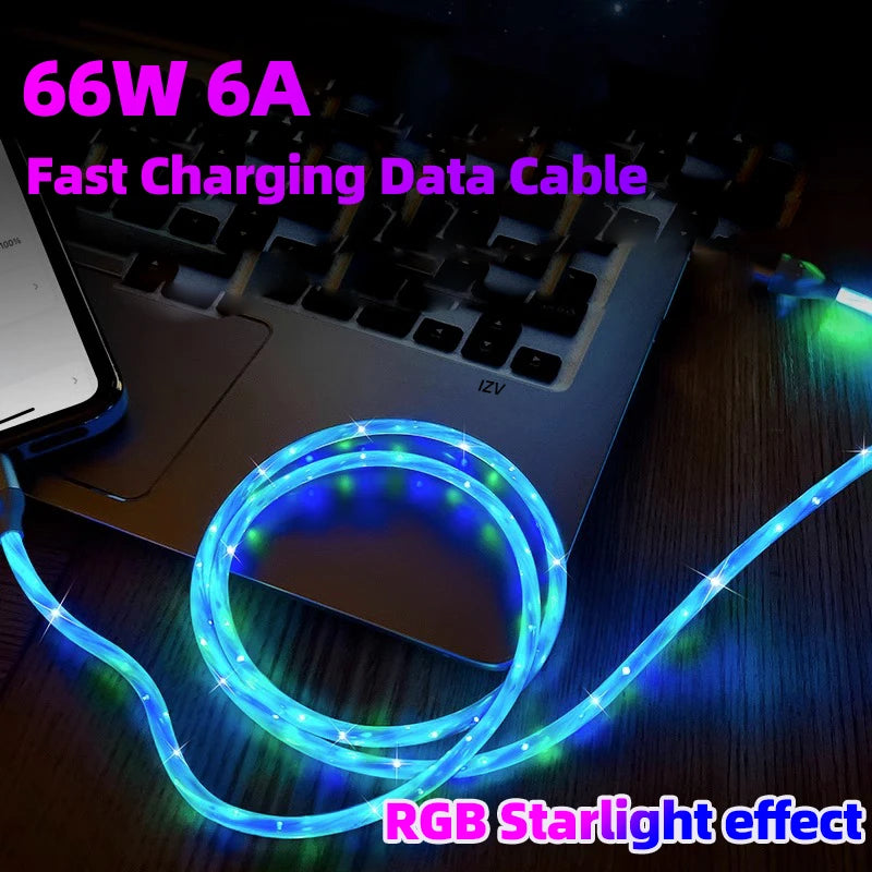 Fast Charging RGB USB-C Cable | Colorful LED Glow for Quick Charge