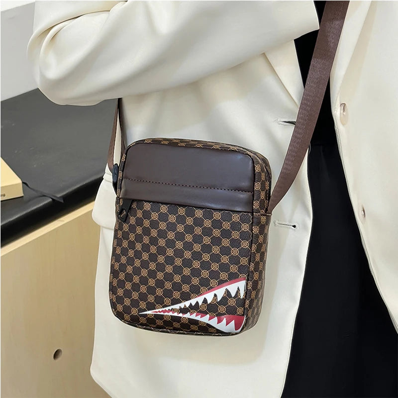 Unisex Retro Casual Check-Print Crossbody Bag | All-Season Carry