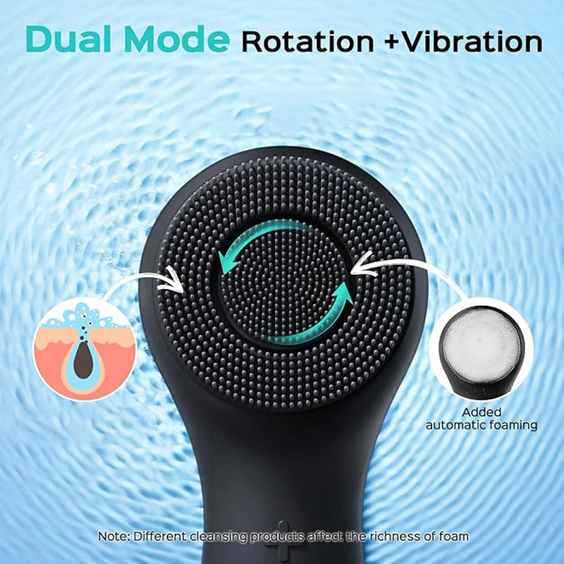 Dual Rotation Facial Cleansing Brush | Vibration Massage & USB Charge