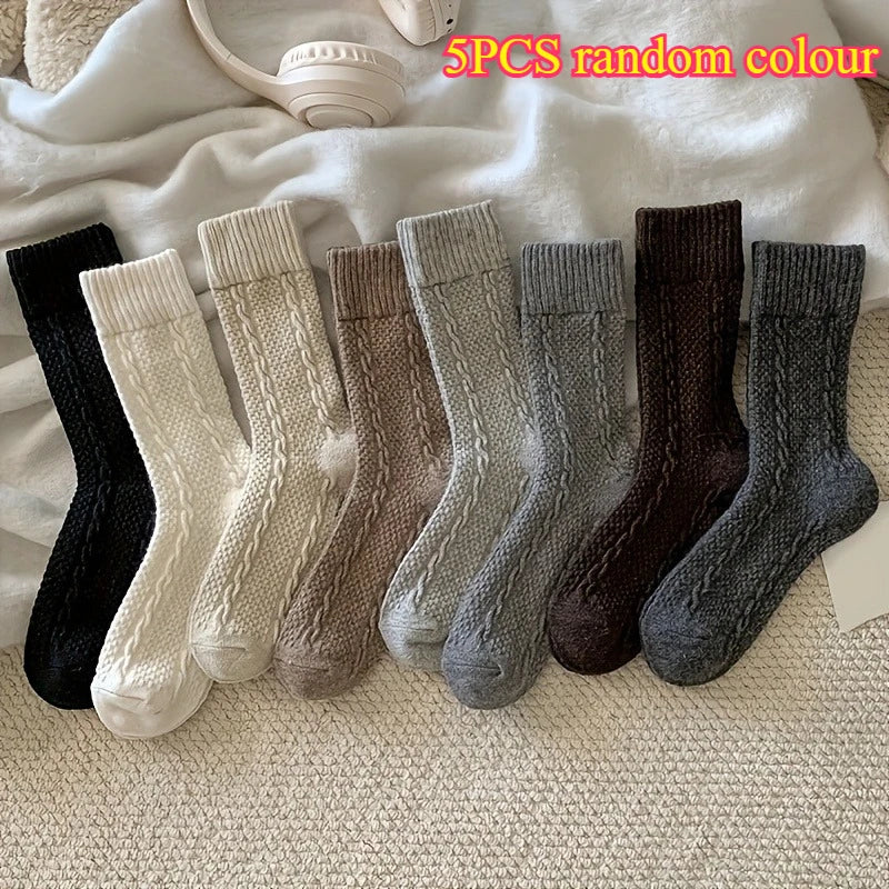 Cozy Thick Over-the-Knee Socks | 5-Pair Set for Autumn Warmth