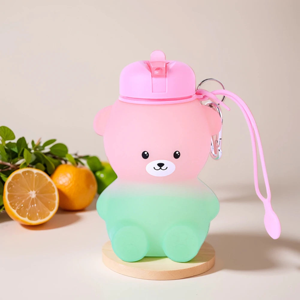 600ml Collapsible Water Bottle | Cute Bear Water Bottle for Sports