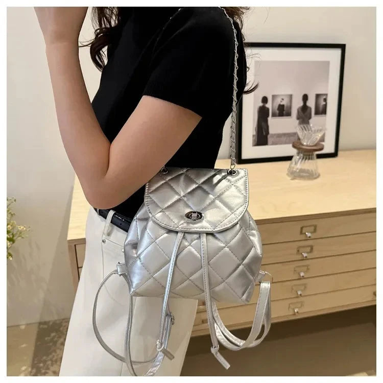Bolso de hombro informal de verano con diseño de cuadros y gran capacidad