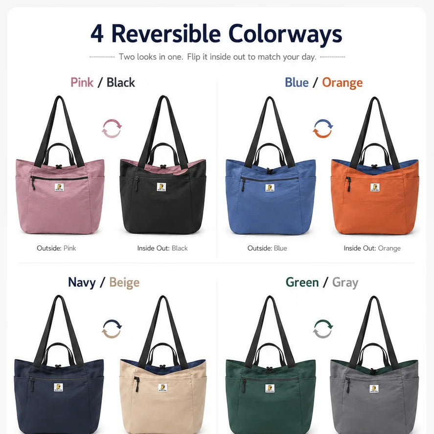 Reversible Large Capacity Travel Tote Bag | Foldable Duffle for All