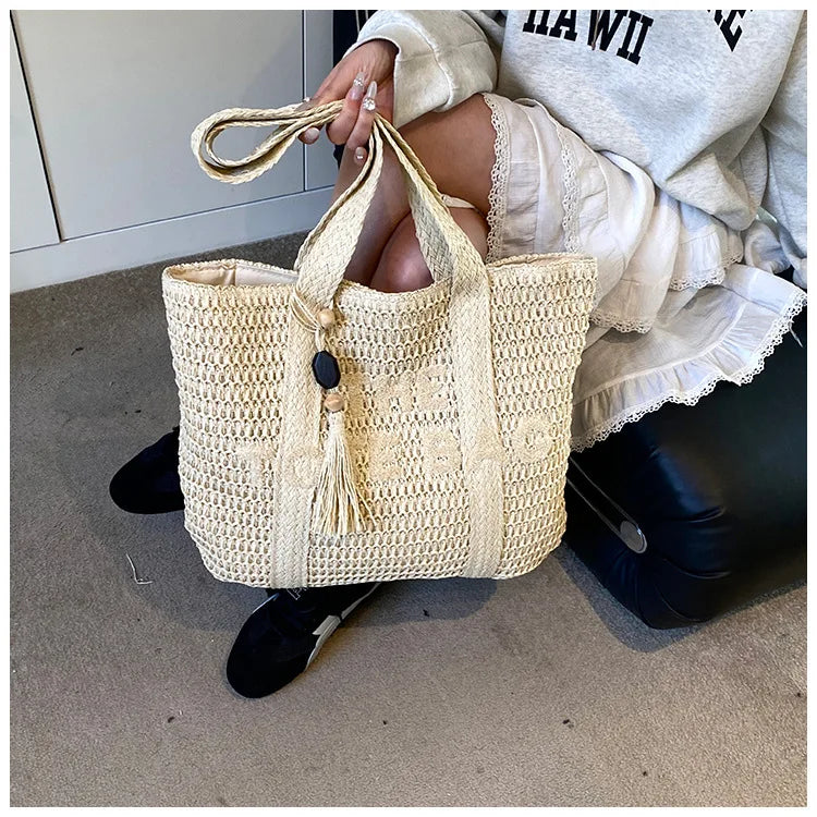 Hand-Woven Summer Handbags | Large Capacity Tote with Tassel