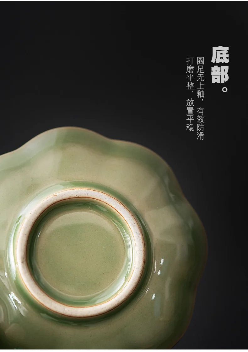 Japanese Ceramic Petal Coaster | Elegant Anti-Scald Teaware Accessory