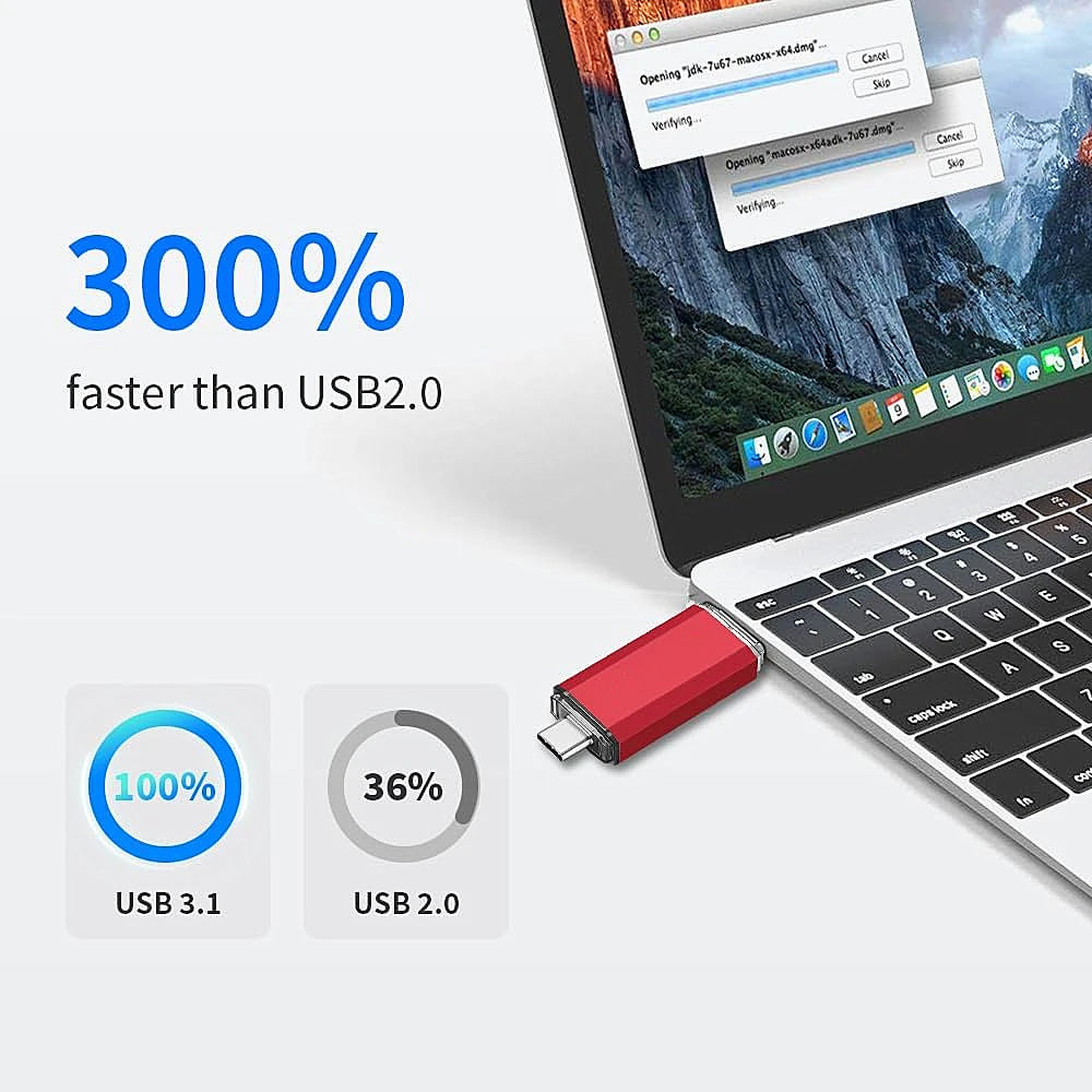 2TB - 1TB - 512GB  256GB 32 GB OTG USB Flash Drive | High-Speed USB 3.0 Type C Storage