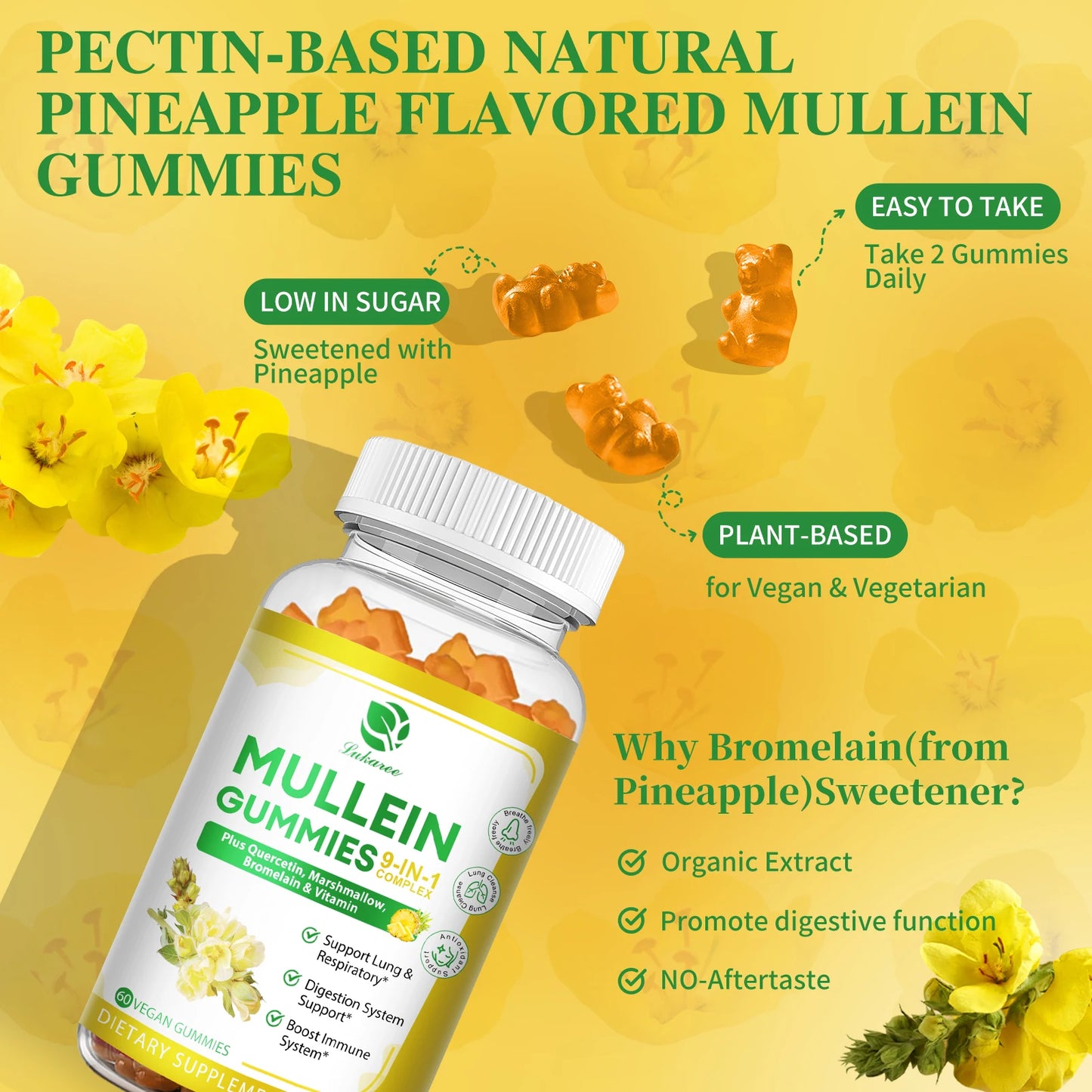 Mullein Gummies for Lung Health | Immune Support & Antioxidant Boost