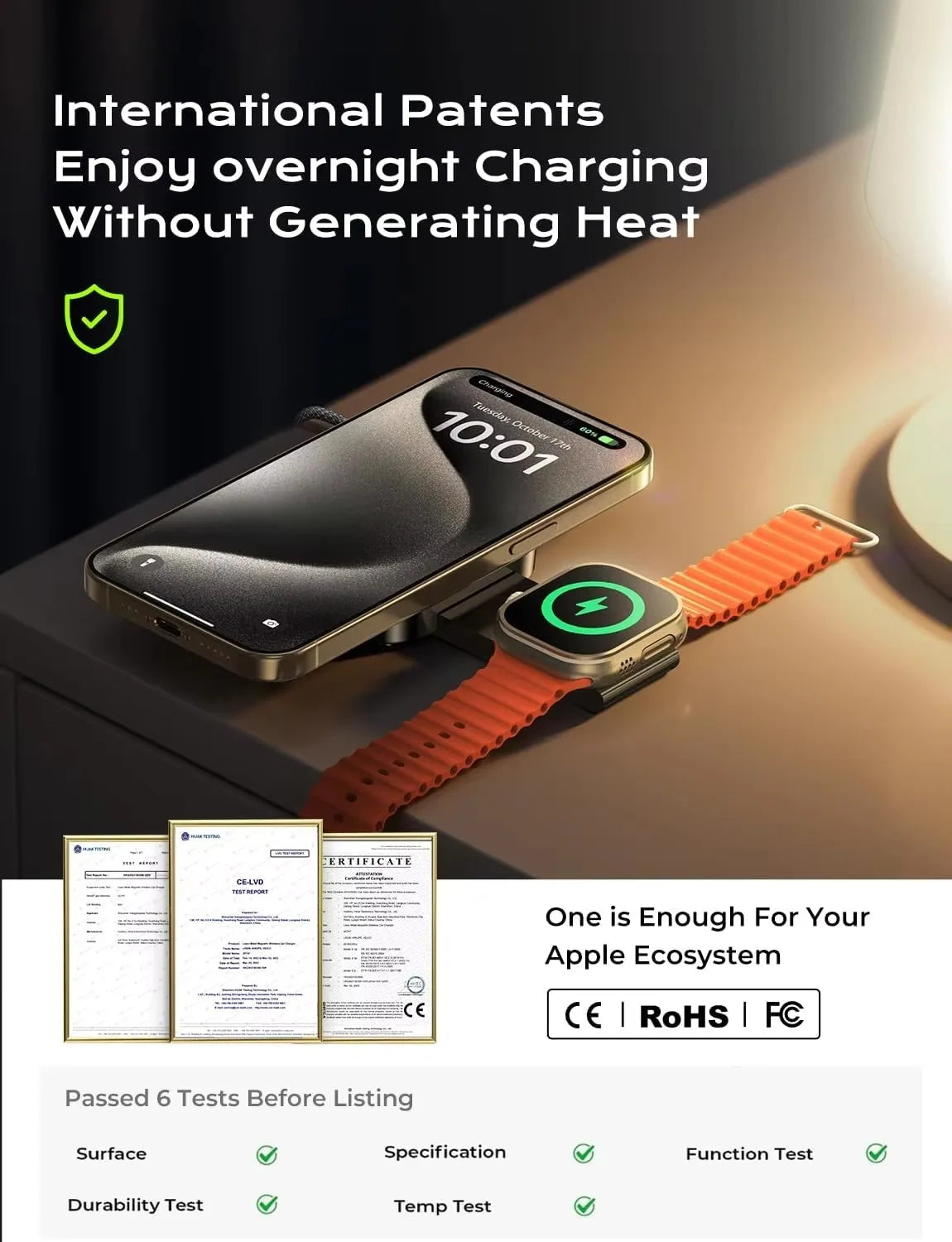 Foldable Wireless Charger Pad | 15W Fast Charge for Phones & Smartwatches