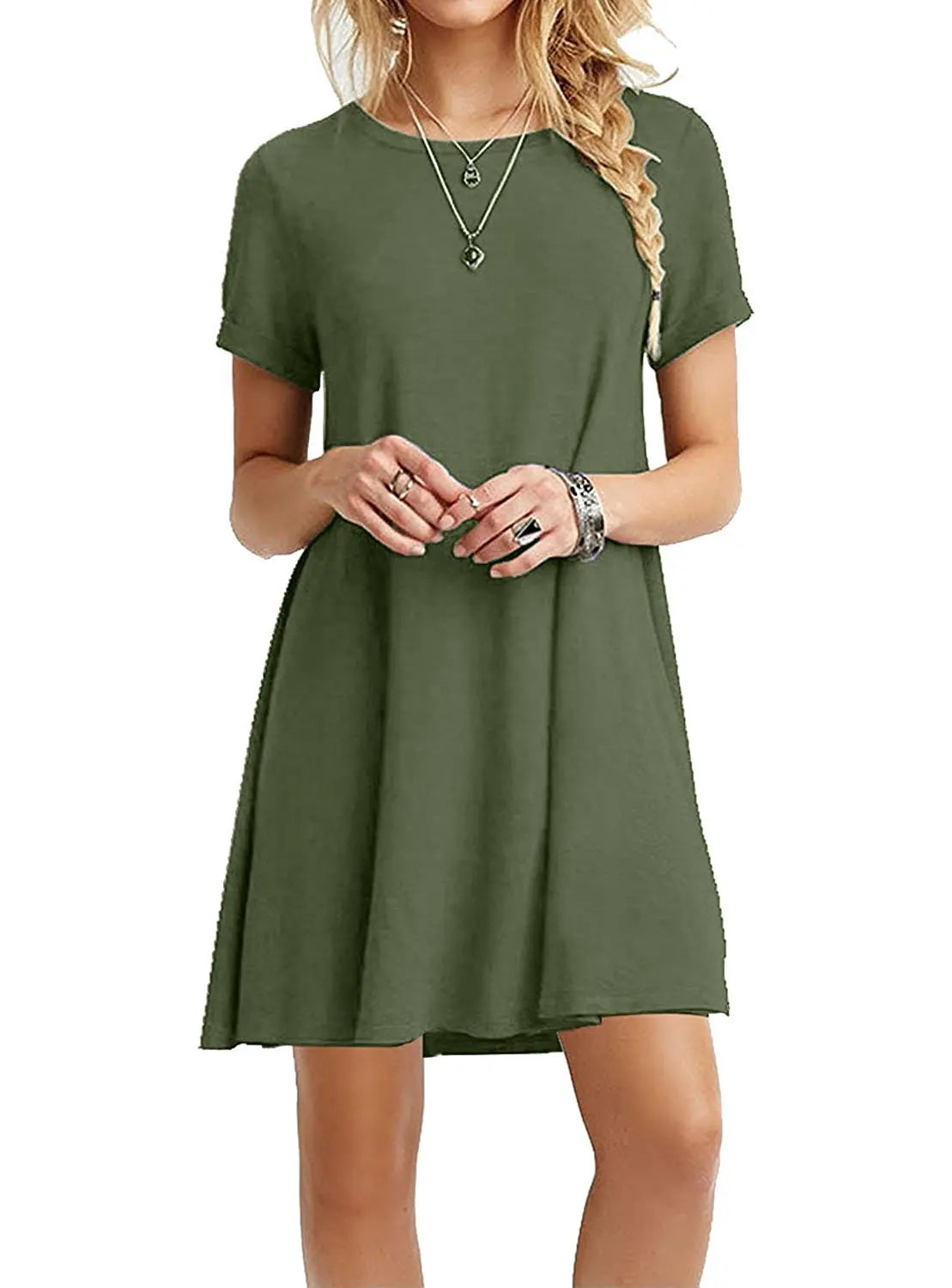 Chic Summer Solid Color Mini Dress | Casual A-Line Style