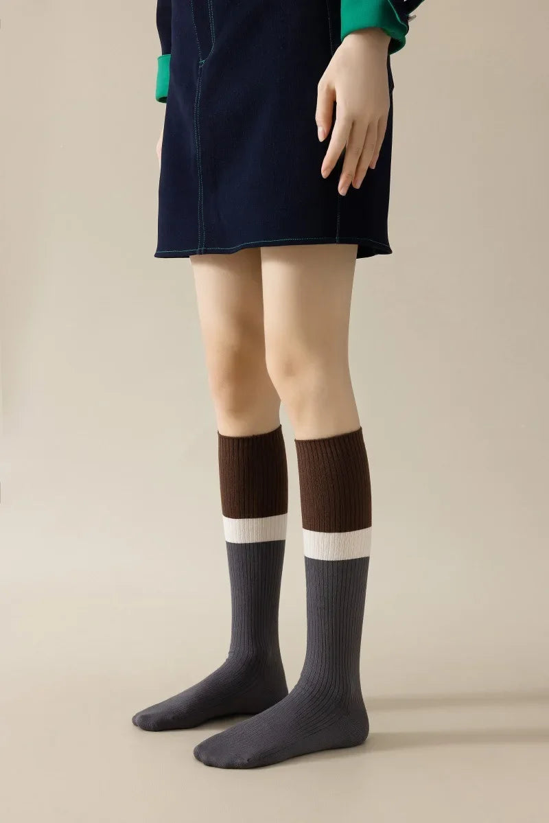 Women's Cotton Color Matching Knee Socks | Fashion-Forward Style