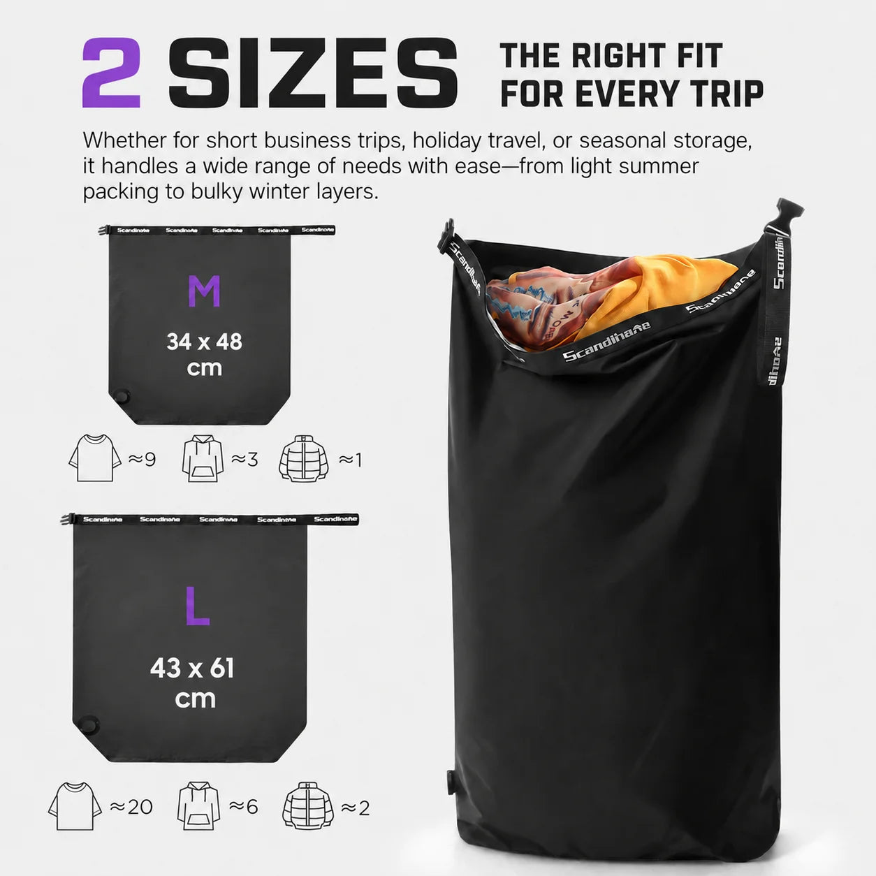 Reusable Vacuum Compression Bags for Travel & Home Storage