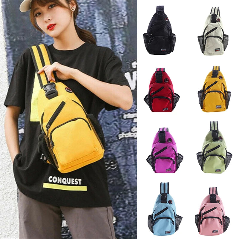 Women's Solid Color Chest Bag | Multi-Function Zipper Shoulder Bag
