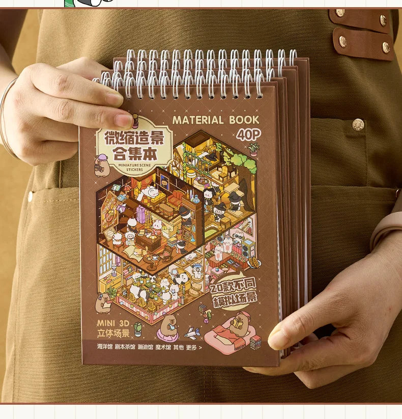 3D Miniature Scene Sticker Book for DIY Crafting & Scrapbooking