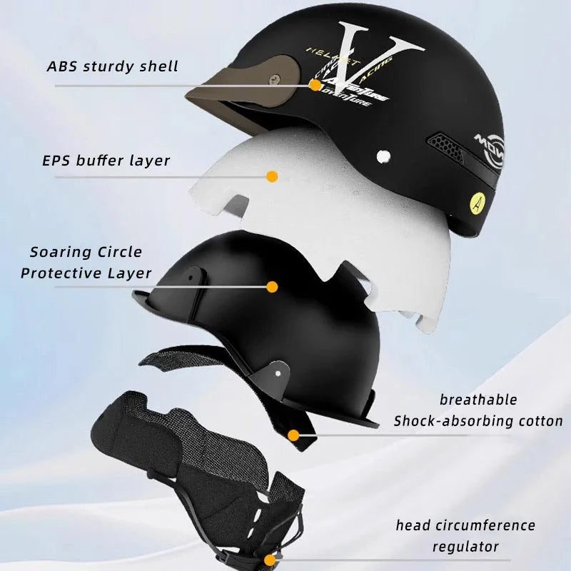 Summer Breathable Open Face Motorcycle Helmet for Adults