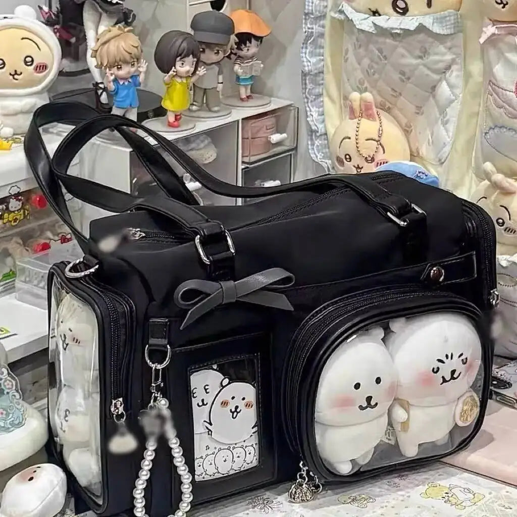 Cute Transparent Bow Shoulder Bag | Large Capacity Crossbody Handbag