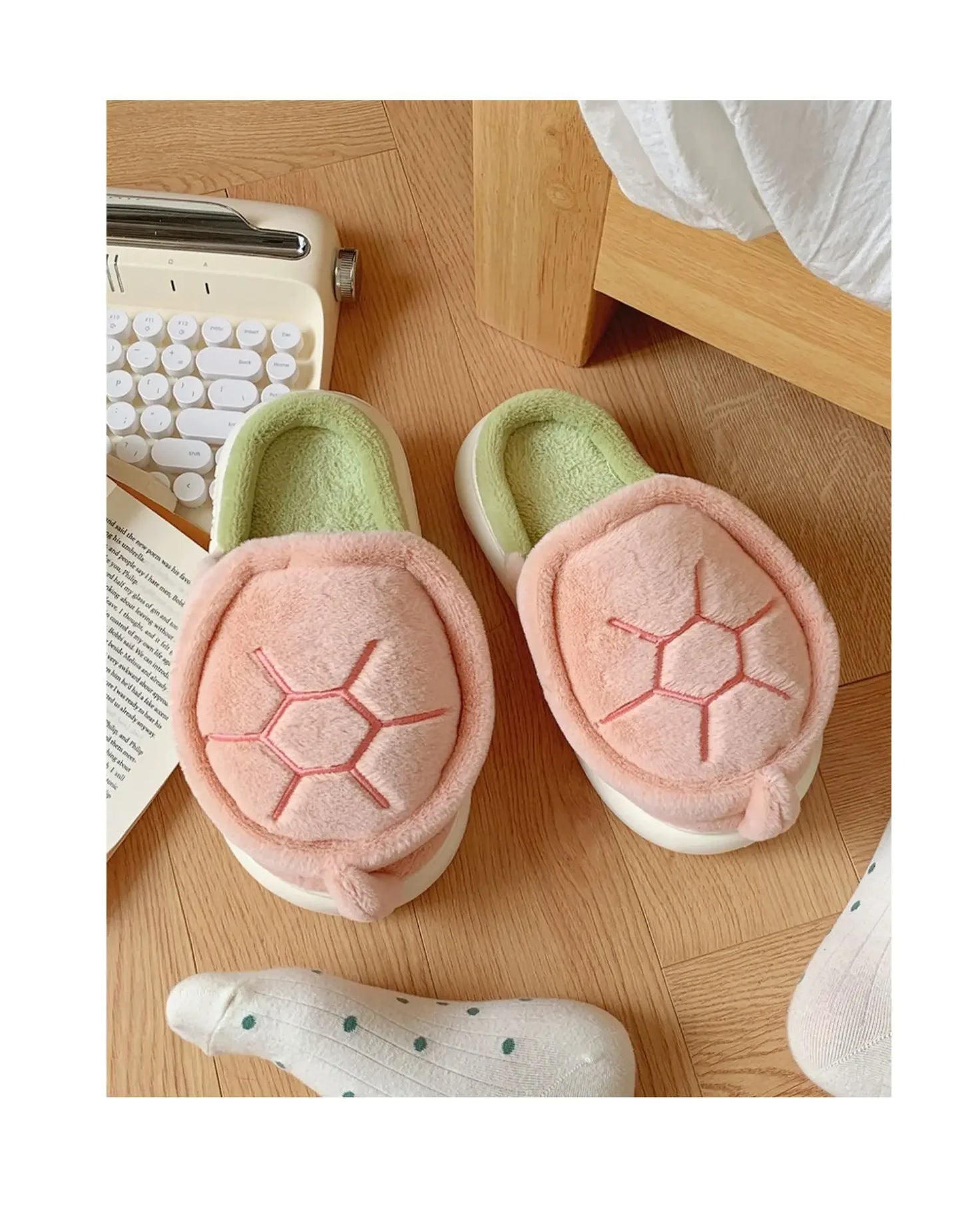 Cute Turtle Plush Slippers | Soft Warm Indoor Winter Footwear