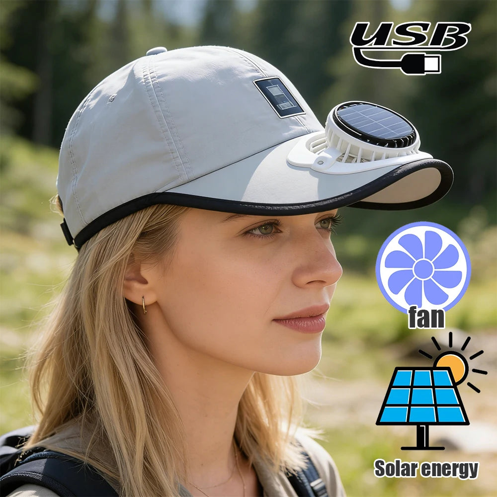 Solar Charging Fan Hat | Breathable UV Protection Baseball Cap