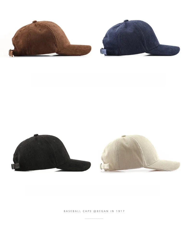 Corduroy Baseball Cap | Adjustable Unisex Sport Sunhat for All Seasons