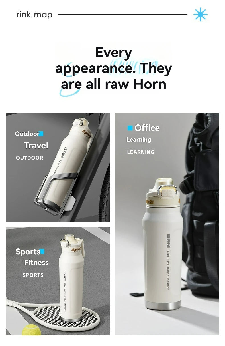 1L Stainless Steel Thermos Bottle | Iced & Heat Insulated Flask