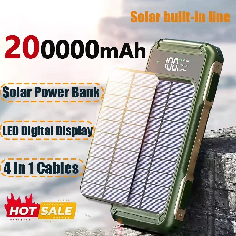 200000mAh Solar Emergency Power Bank | 4 in 1 Charging Solution
