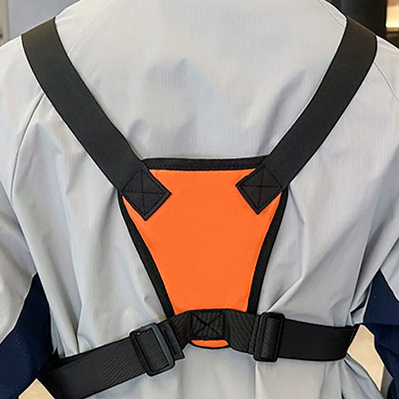 OutdoorStreetwear Men Chest Bag Trend Unisex Tactical Vest Backpack Multi-function Vest Pocket Sport Running Travel Chest Pack