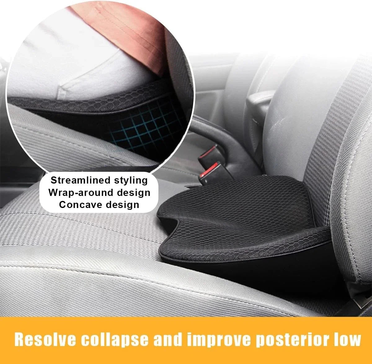 2 in 1 Memory Foam Car Seat Cushion & Lumbar Support Pillow