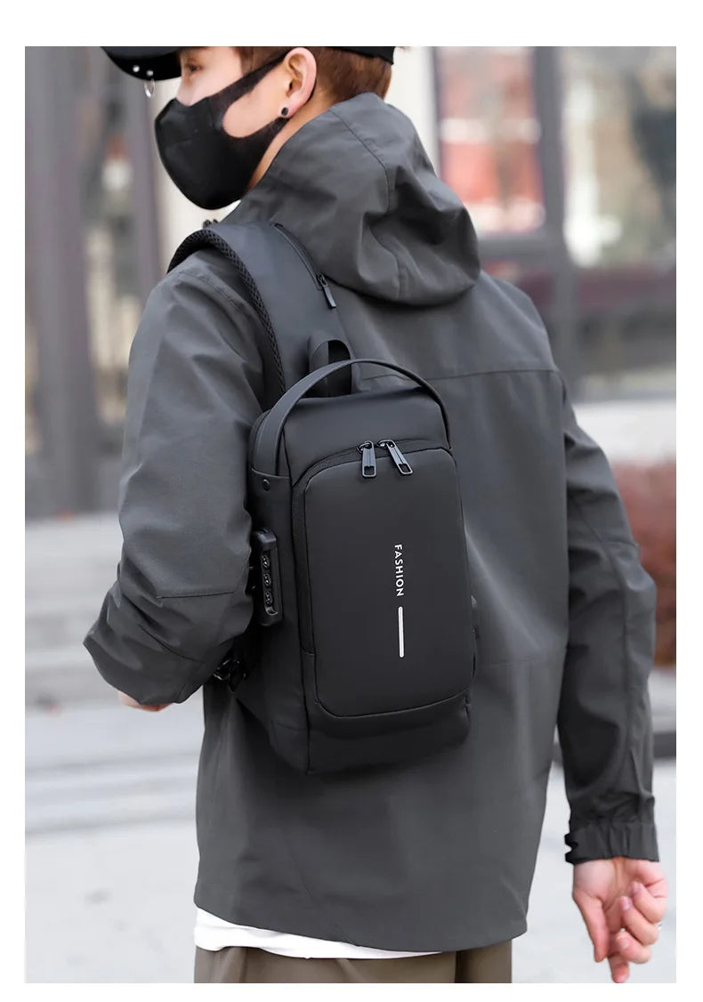 Men's Anti-Theft Chest Bag with USB Port | Waterproof Crossbody Sling