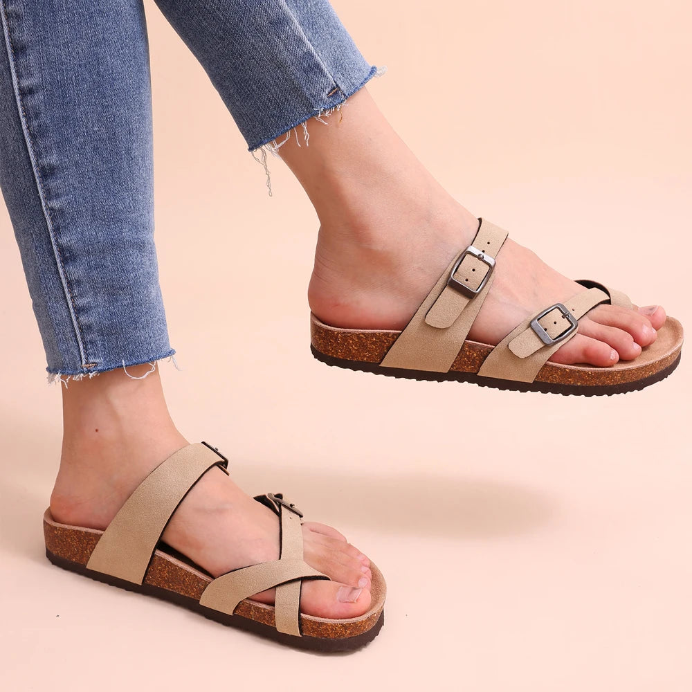 Women's Classic Cork Slippers | Comfortable Suede Clogs with Arch Support