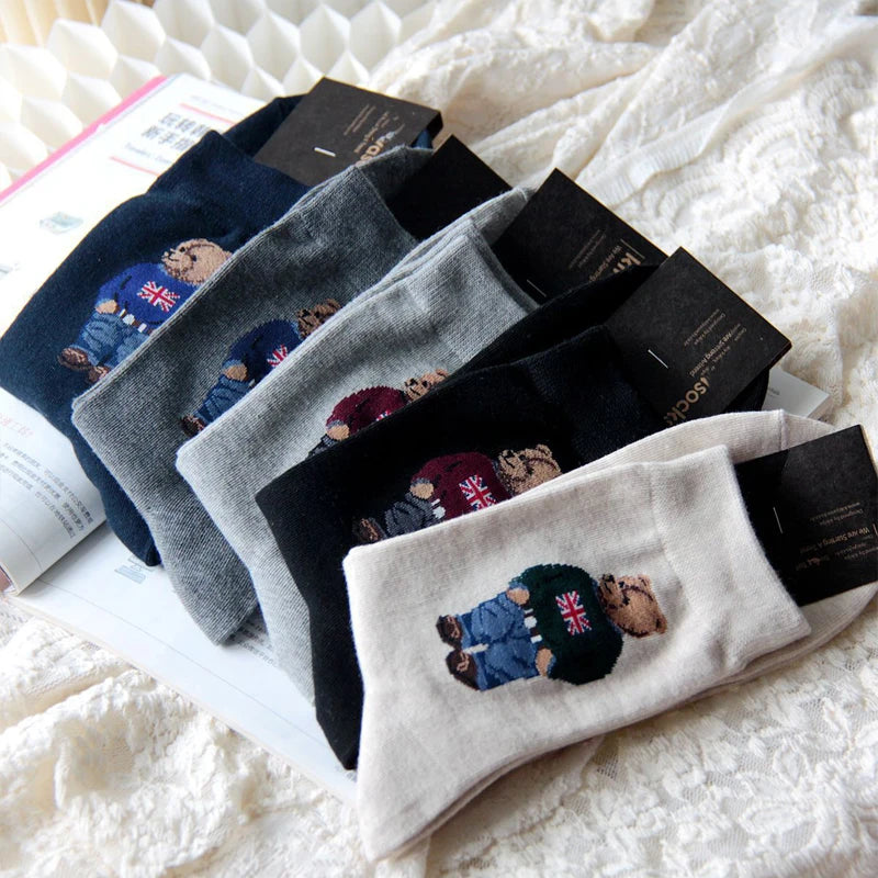 Men's Cartoon Bear Socks | Fun & Breathable Skateboard Socks