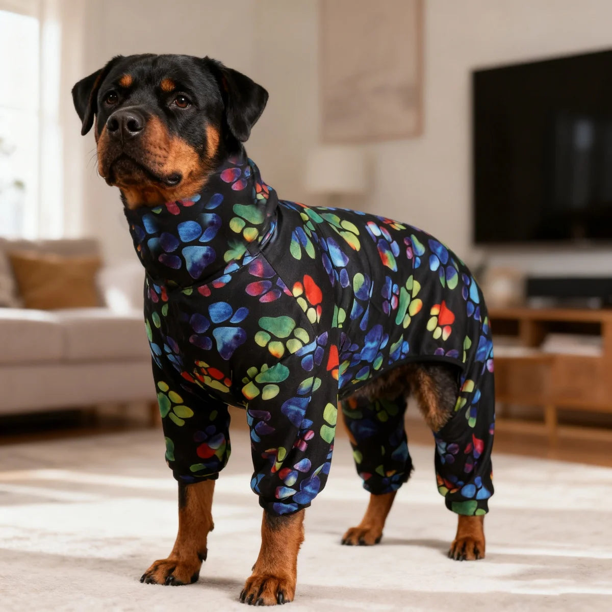 Comfortable Black Paw Print Pajamas for Dogs | Cozy Pet Clothing