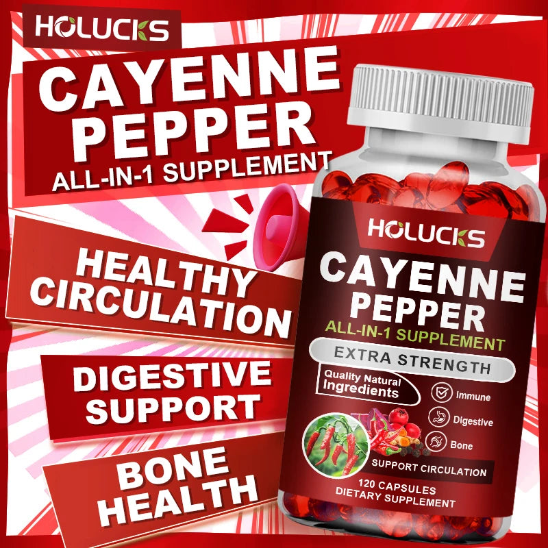 Natural Cayenne Pepper Capsules | Digestive Support & Metabolism Booster