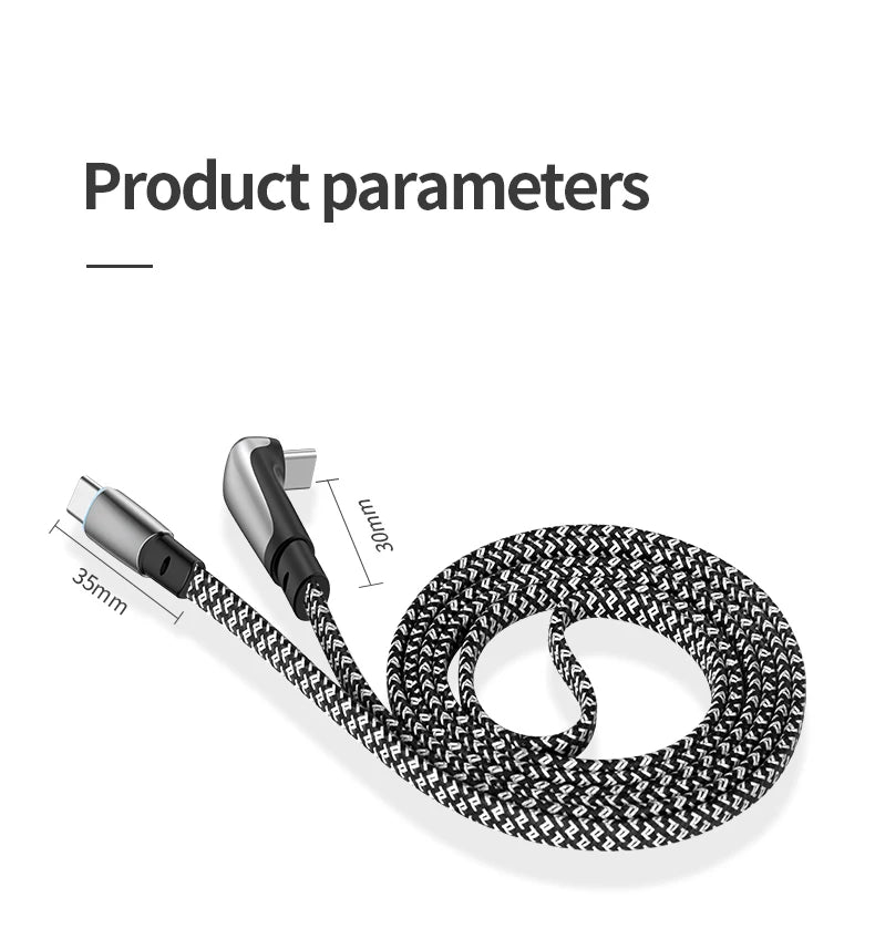 USB C Charger Cable | Flat 90 Degree Type C Charging Cable