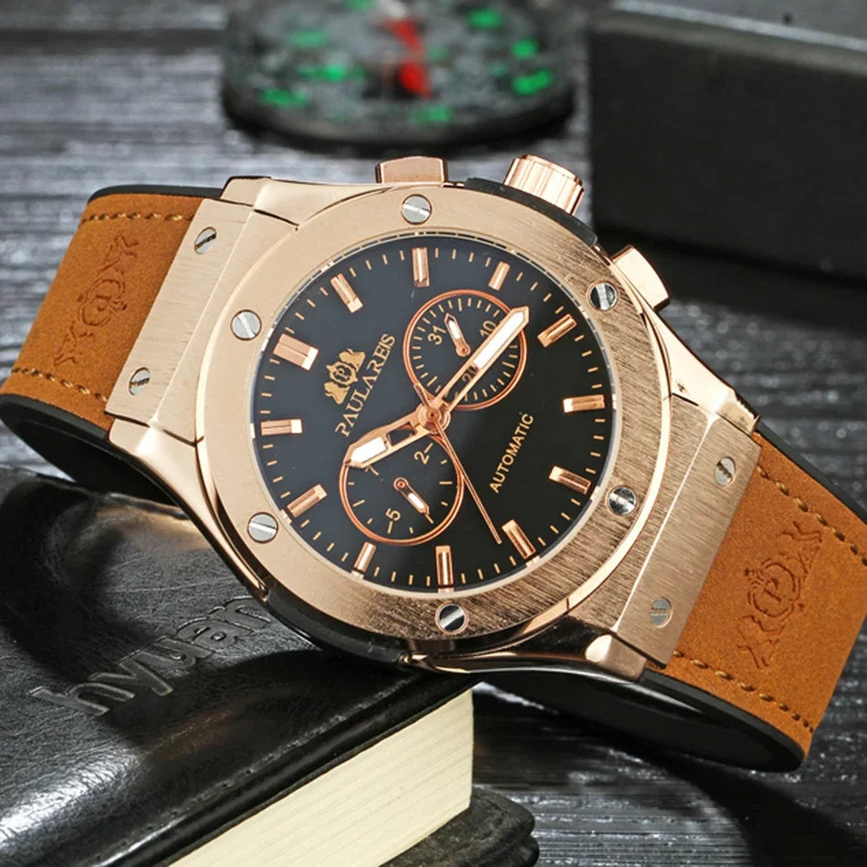 Stylish 45mm Automatic Mechanical Men's Watch | Casual Sports Timepiece