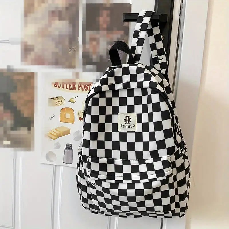 Stylish Checkerboard Backpacks for School Girls | Versatile & Trendy