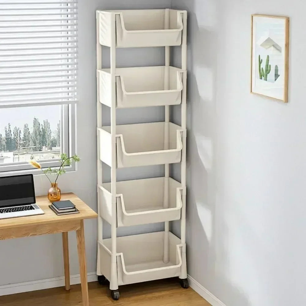 Multifunctional Trolley Bookshelf Kitchen Storage Rack | Home Organizer