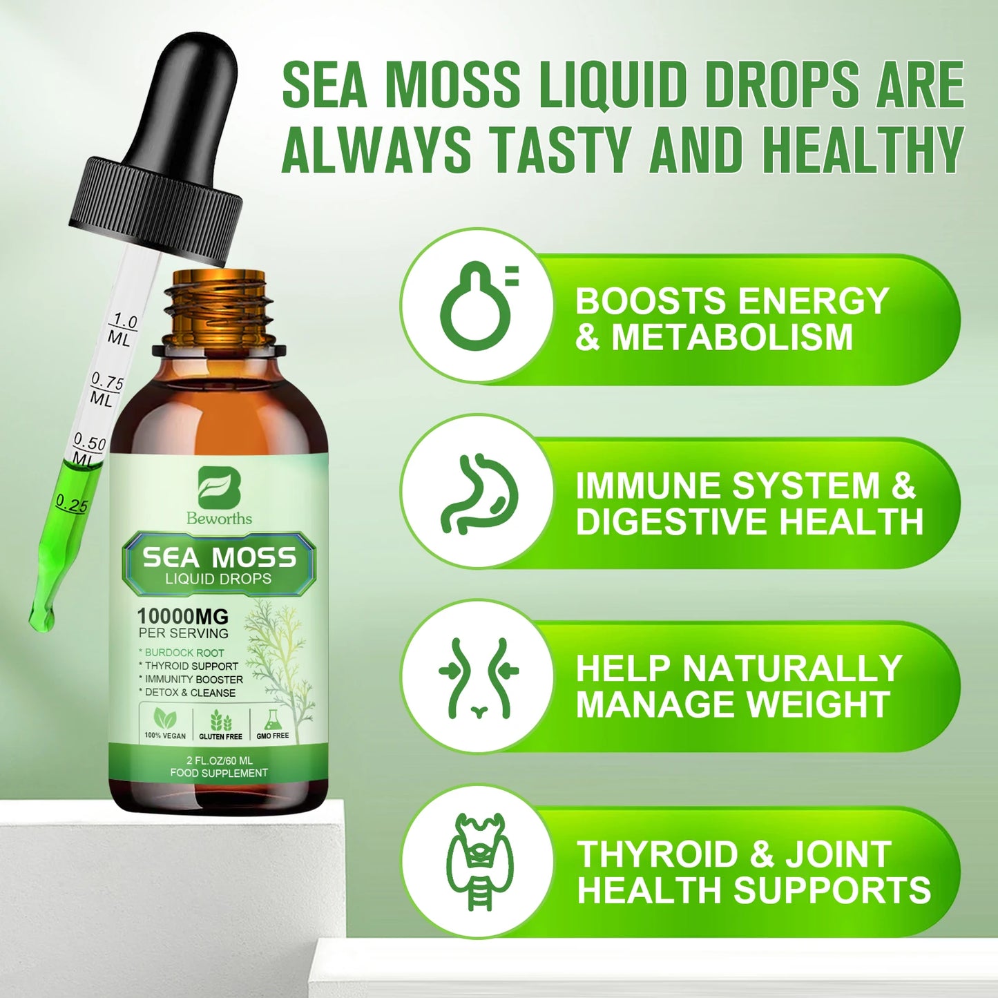 Sea Moss Liquid Drops | Immune Support & Antioxidant Supplement